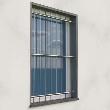 Fenstergitter aus Edelstahl Rundrohr ø 26,9 mm / Höhe 900 - 1600 mm / 3 Gurte